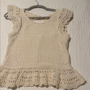 Anthropologie Cream Crochet Crop Top